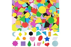 WINLYN 1035 Pcs 15 Colors 3 Sizes 22 Shape Bulk Foam Stickers Self-Adhesive Foam Geometry Shapes Stickers Assortment Craft Supplies for Kids Classroom Art Crafts Projects Collages Mosaics Math Activities