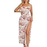 Avidlove Sexy Lingerie for Women Floral Print Mesh Babydoll Side Split Nightgown Long Nightdress