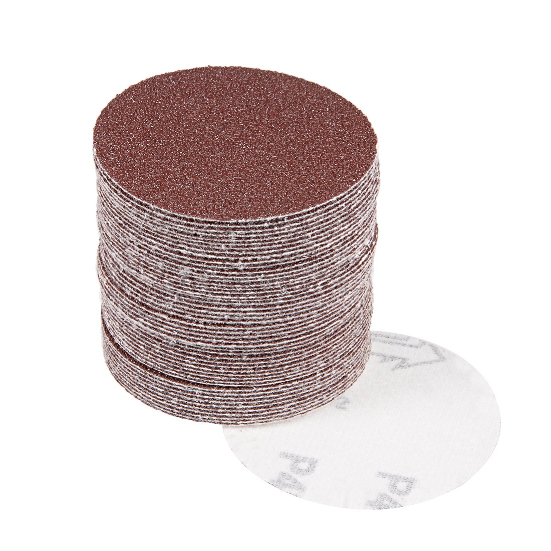 sourcingmap 50Pcs 3 inch Hook and Loop Sanding Disc 40 Grits Flocking Sandpaper for Random Orbit Sander Brown