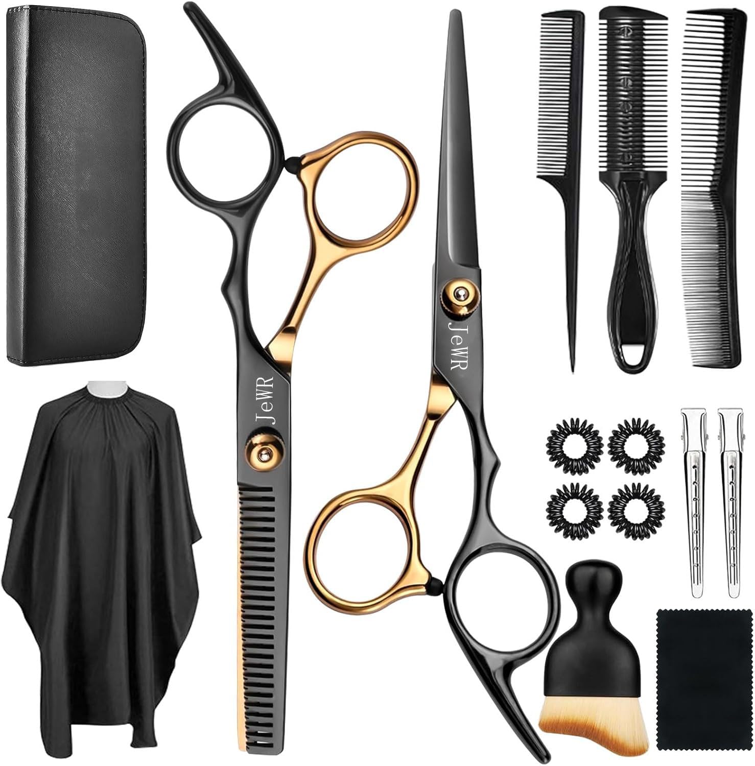 Hairdressing Scissors, 15 Pcs Thinning Scissors Kit, Professional Hairdressing Kit with Protective Case, Extra Sharp and Precise for Hair and Beard for Hairdresser/Hairdresser/Beard