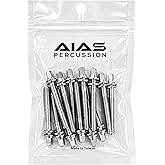 AIAS 1 5/8 Inch (42mm) Chrome Plated Drum Tension Rods 12 Pack with Washers | Replacement Tuning Screws for Snare and Tom Drums