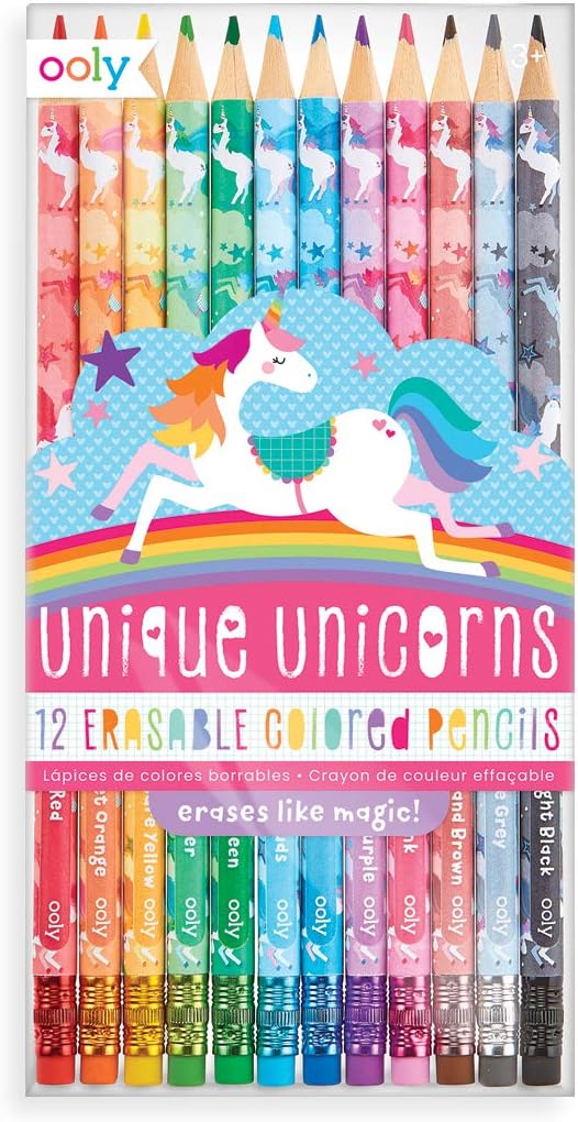 OOLY, Unique Unicorns Erasable Colored Pencils - Set of 12: Office Products