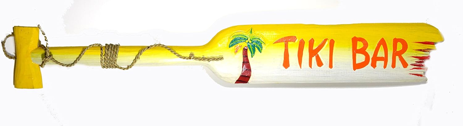 39" Hand Carved Tiki BAR Palm Tree Wooden Wall Hanging Paddle Oar Art Sign