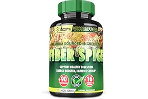 SATOOMI Nature Fiber & Spice Supplement - Supports Gut Health, Digestion & Immune System - Blended Psyllium Husk, Flax Seed, Apple, Monkfruit, Cardamom, Cinnamon, Clove & More - 90 Capsules