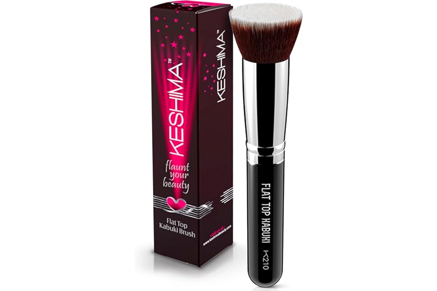 Flat Top Kabuki Foundation Brush By KESHIMA – Premium Makeup Brush for Liquid, Cream, and Powder – Buffing, Blending, and Face – 1.2″ Top Diameter