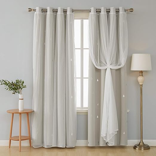Amazon Com Deconovo Mix And Match Curtain 2 Piece Raindrop
