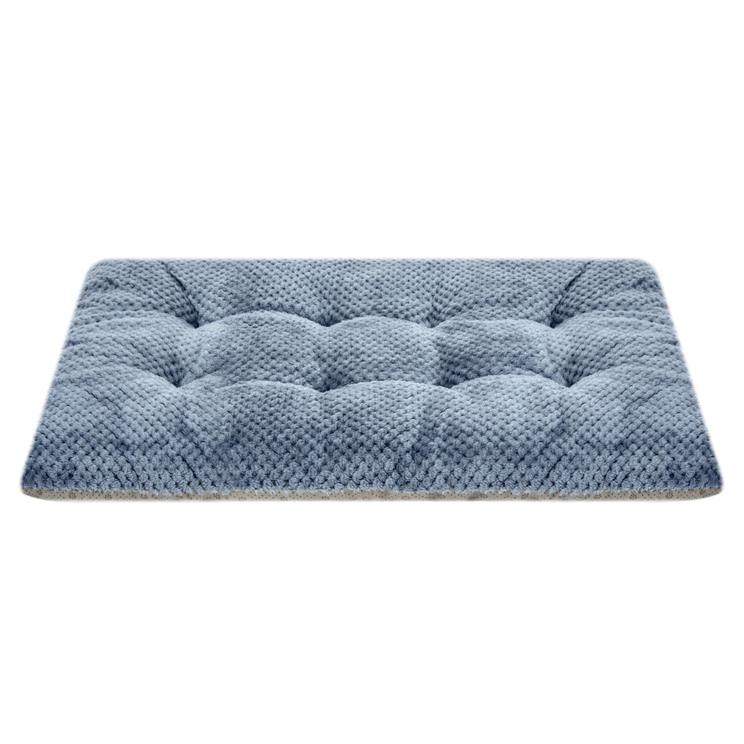 WONDER MIRACLE Fuzzy Deluxe Pet Beds, Super Plush Dog or Cat Beds Ideal for Dog Crates, Machine Wash & Dryer Friendly (23" x 35", L-Dark Blue)