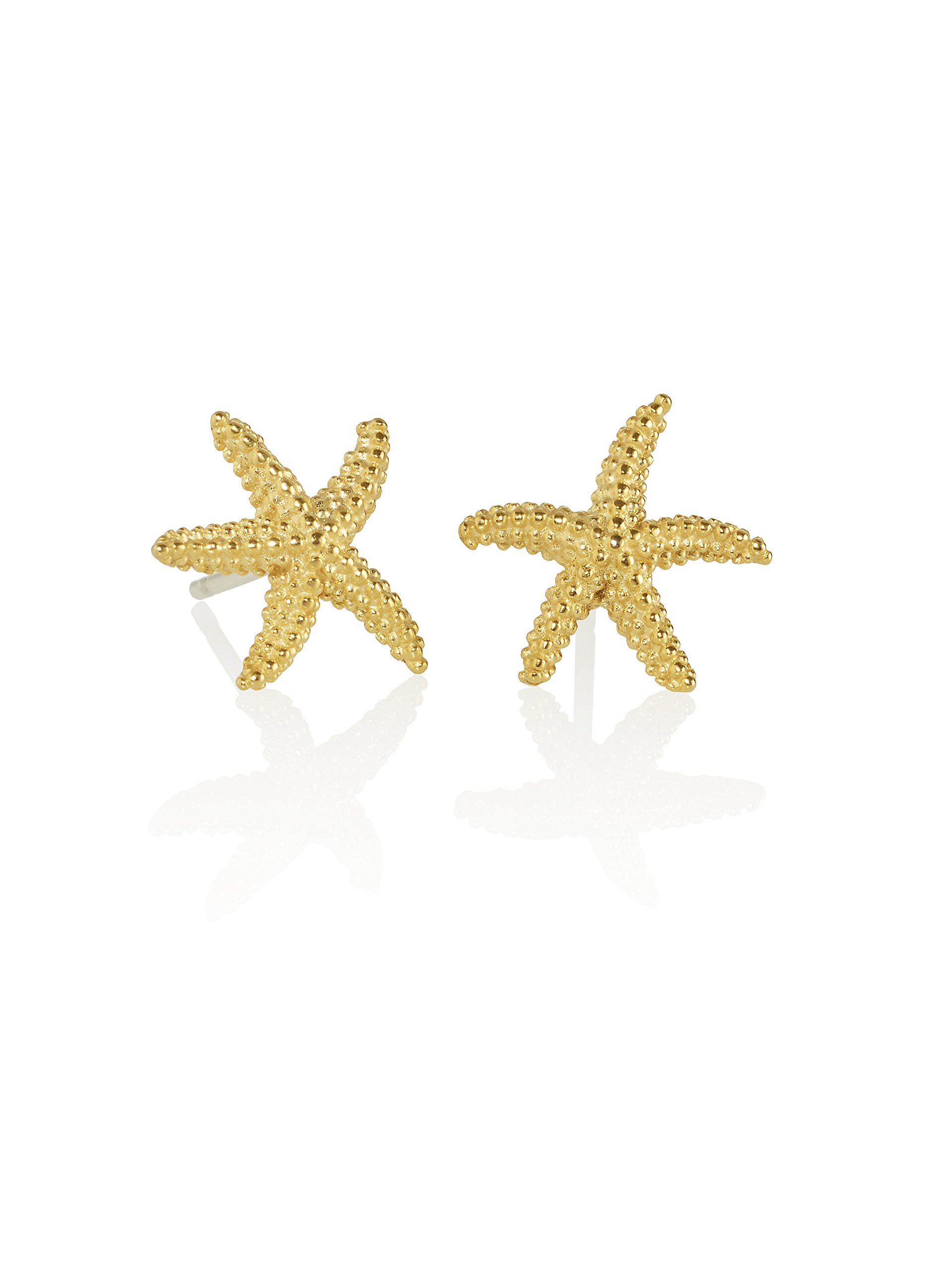 Namana Gold Starfish Stud Earrings for Women, Brushed Finish Stud Earrings for Girls and Women, Ladies Gold Plated Stud Earrings in Star Fish Motif, Starfish Jewellery Gifts for Women.