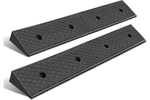 DNA MOTORING 2pcs 2" Rise Rubber Curb Ramp Heavy Duty Loading Driveway Ramp Threshold Ramp 38.6 in L x 5.9 in W x 2 in H for 