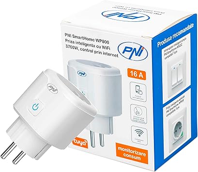 Enchufe inteligente Control de Internet WiFi PNI SmartHome WP800 aplicacin Tuya Smart compatible con Amazon Alexa y Google Home