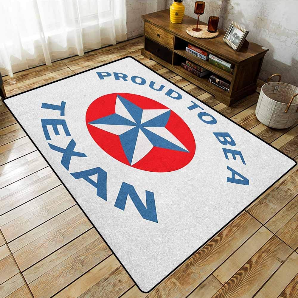 NonSlip Rug，Texas Star，Proud to be a Texan Quote with Star Motif in