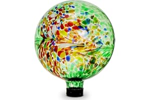 Kunjocy 10 Inch Gazing Balls for Garden, Hand Blown Indoor Outdoor Glass Garden Globes Balls for Outside Festive Yard Lawn Ornaments Decoration (Green)