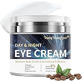 Day & Night Eye Cream with 6% Caffeine, Collagen, Retinol & Niacinamide - Anti-Aging, Deeply Moisturizing and Firming Eye Cream for Dark Circles, Puffiness, Fine Lines & Wrinkles, 1.76oz