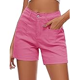 Rasutina Women Stretchy Jean Shorts High Waisted Denim Shorts for Women Chino Cargo Shorts Women's Summer Jorts