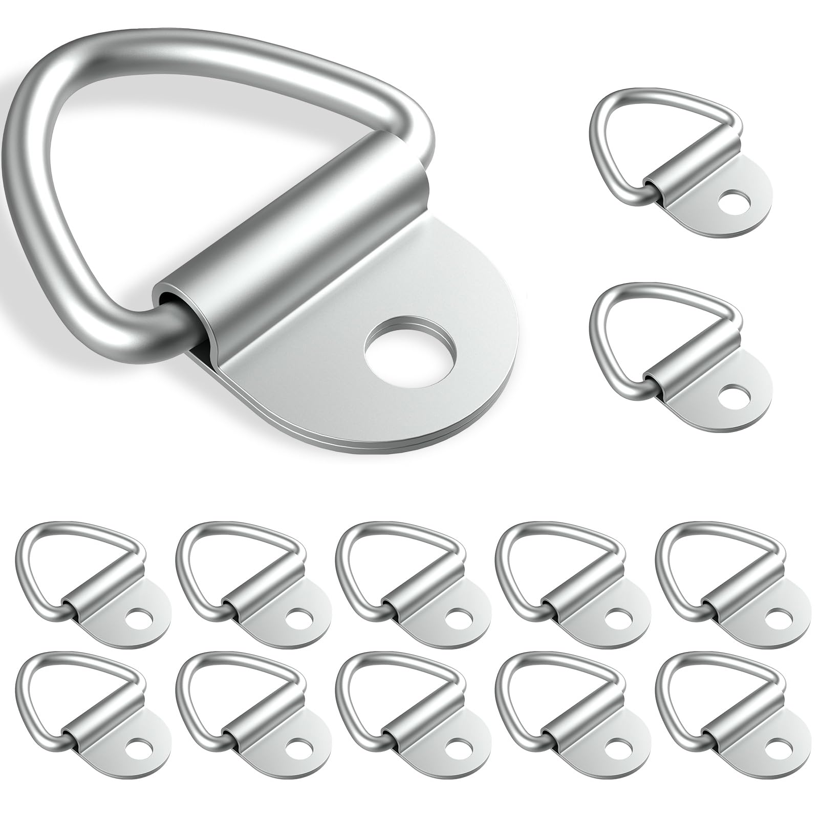 Photo 1 of 12 PCS V Ring Tie Down Anchors 2" Diameter Steel Tie Down V-Ring Bolt On Trailer Anchor for Trailer Silver