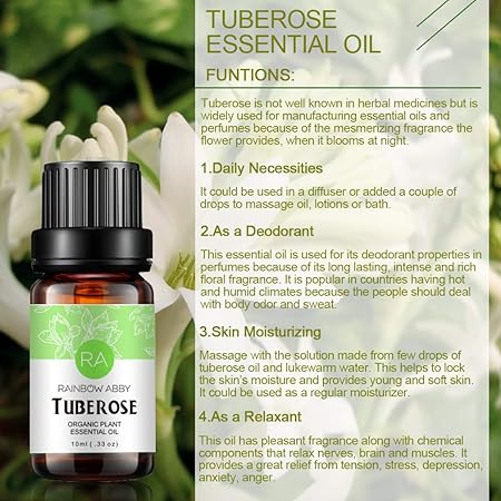 Amazon Com 2 Pack Tuberose Essential Oil 100 Pure Oganic Plant Natrual Flower Essential Oil For Diffuser Message Skin Care Sleep 10ml Health Personal Care