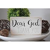 Rustic Wood Plaque Sign Dear God, Thank You Wood Signs Home Decor Hanging 8" x 12"