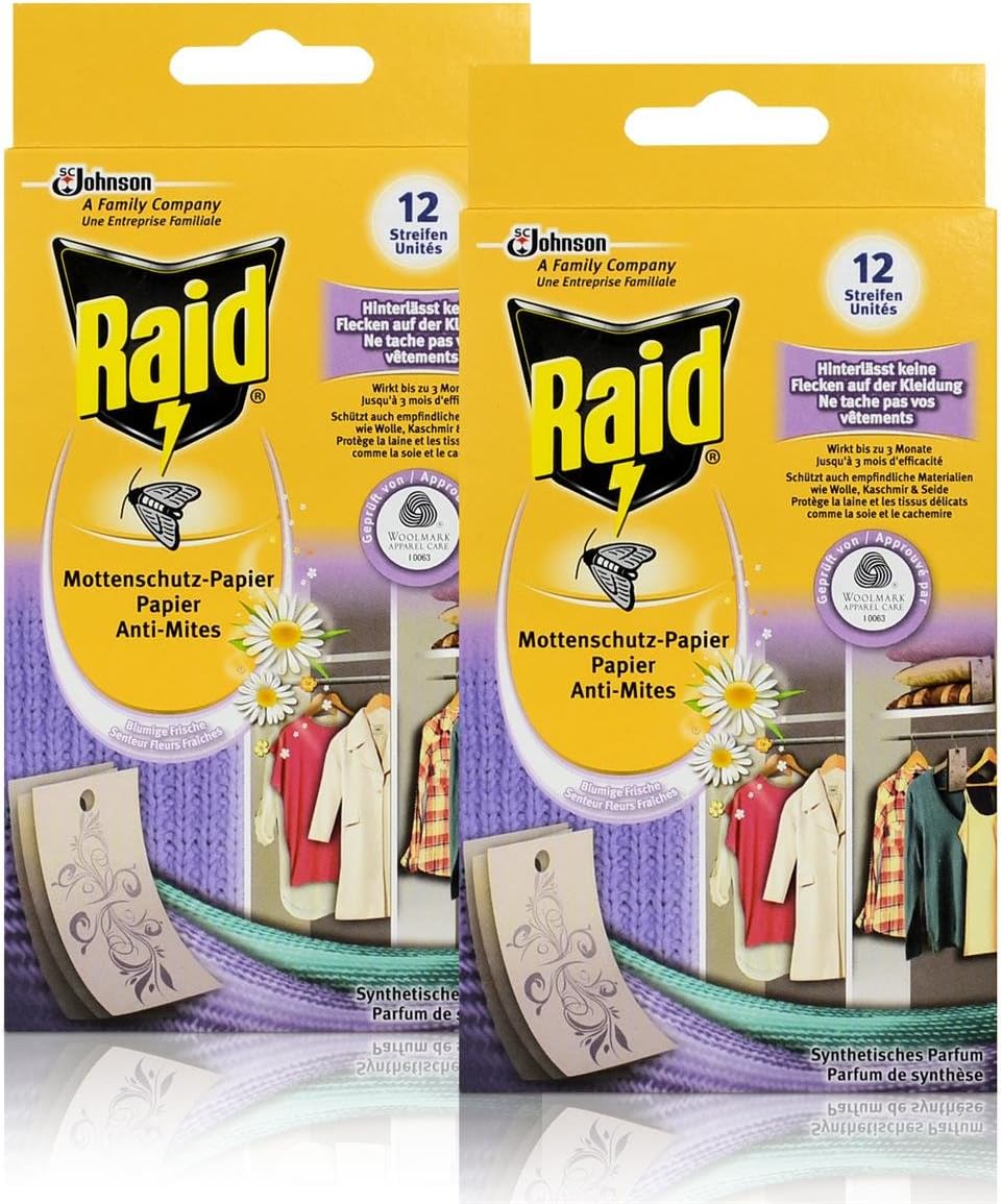 2 x RaidMothPaper Flowers fresh strips 12leaves no marks on clothes