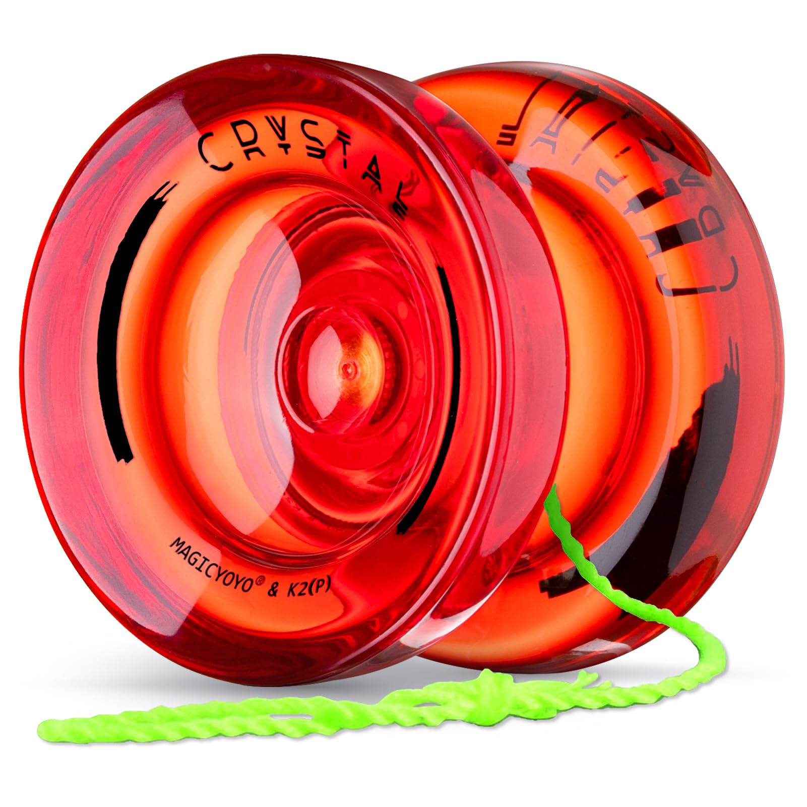 MAGICYOYO Yoyo K2 Crystal Red Professional Yoyo - Dual Purpose Responsive & Unresponsive Yo Yo for Kids, Beginners to Advanced Players - Complete Kit with Extra Yo-Yo Strings, Bearings & Tools