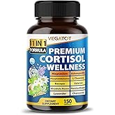 VEGATOT Organic Cortisol Wellness Complex 15-in-1 Formula with Magnesium Ashwagandha St. John's Wort Valerian Rhodiola Rosea Passionflower Chamomile