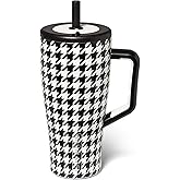 BrüMate Era 30 oz Tumbler with Handle and Straw | 100% Leakproof Insulated Water Bottle Tumbler with Lid and Flexible SoftSip Straw | Made of Stainless Steel | Cup Holder Friendly | 30oz (Houndstooth)