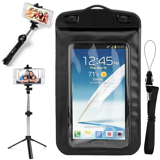 Floating Black Waterproof Cell Phone Case Dry Bag Pouch Selfie Photo Stick For Motorola One Moto G7 G7 Plus G7 Play Z3 Play E5 E5 Play E5