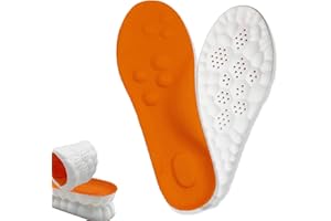 TREAYES 2026 New Steppers Insoles for Men & Women,4D Cloud Massage Memory Foam Insoles with Arch Support for All-Day Comfort(Orange, Men 10 / Women 11)