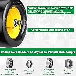 Upgrade 11x6.00-5" Flat Free Tire,2Pcs Solid Smooth