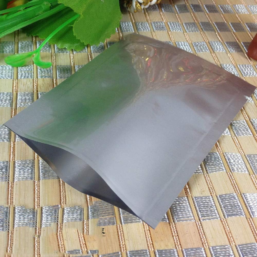 100x Durable Double-Sided Metallic Aluminum Mylar Foil Pouch Open Top Heat Sealable Storage Vacuum Sealer Coffee Tea Soap Sample Food Saver Bags (Matte Aluminum Foil, 8x12cm (3.1x4.7"))