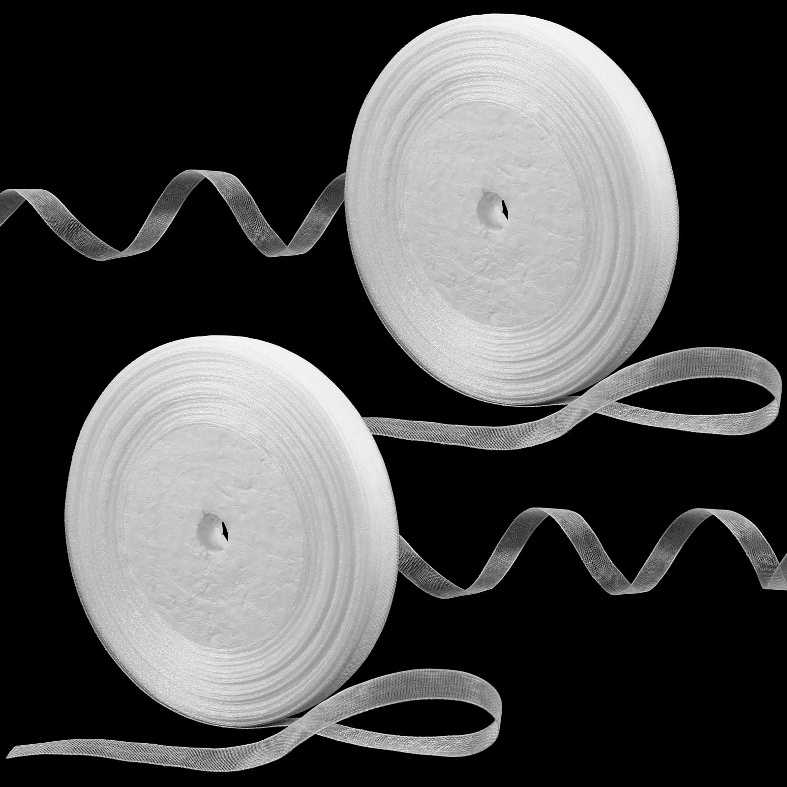 Photo 1 of 100 Yards 2/5 inch White Sheer Organza Ribbon Chiffon Fabric Mesh Ribbon Thin White Tulle Ribbons for Gift Wrapping, Wedding, Crafts, Decoration