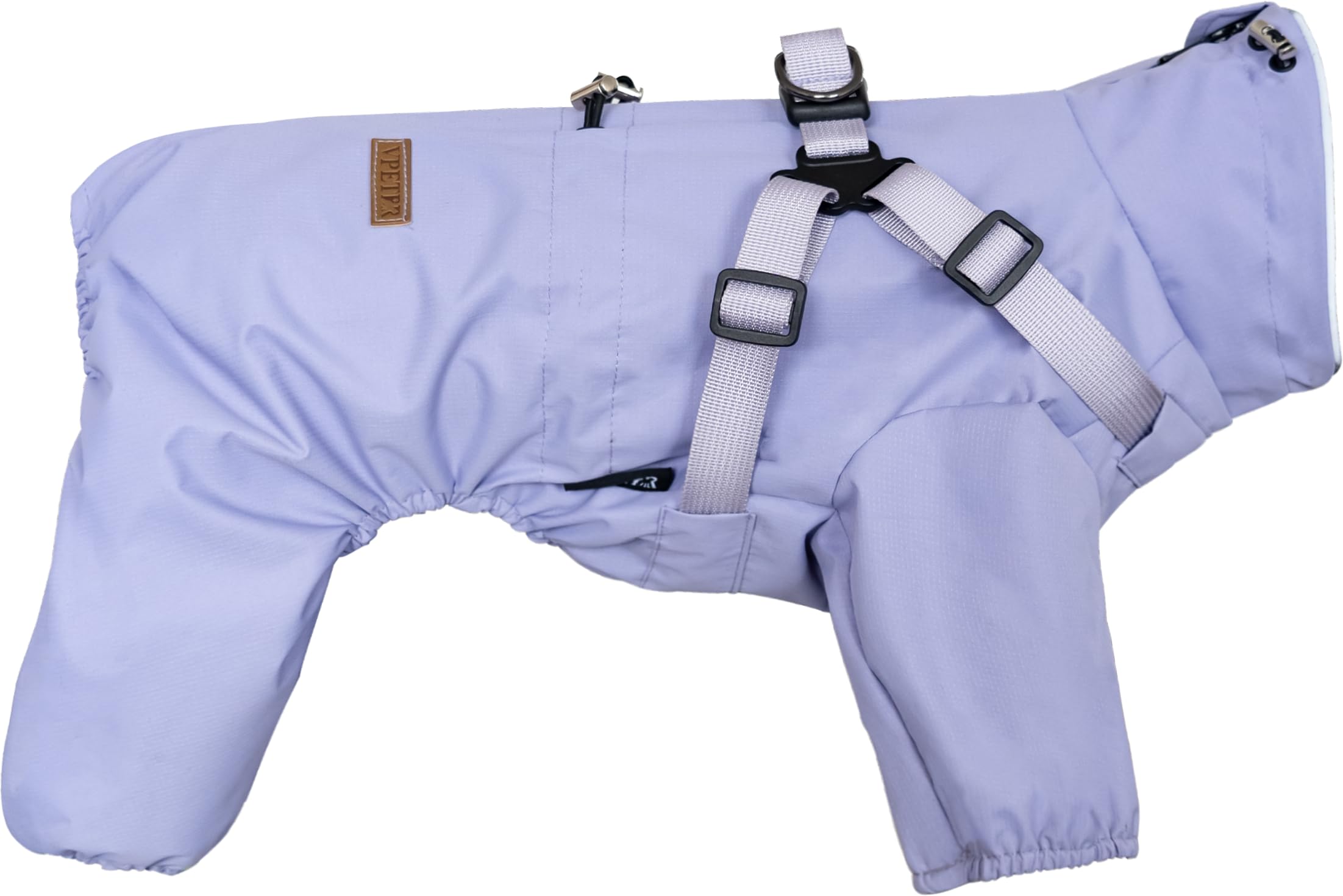 BT Bear Dog Harness Raincoat,Adjustable 4 Legs Dog Jacket with Harness Reflective Jumpsuit Waterproof Coat for Small Dogs,Purple L