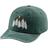 Embroidery Mountain Hat Pine Trees Cap Mountaineering Outdoor Cap Pine and Sunrise Baseball Hat Unisex Dad Hats Hip Hop Caps,Green