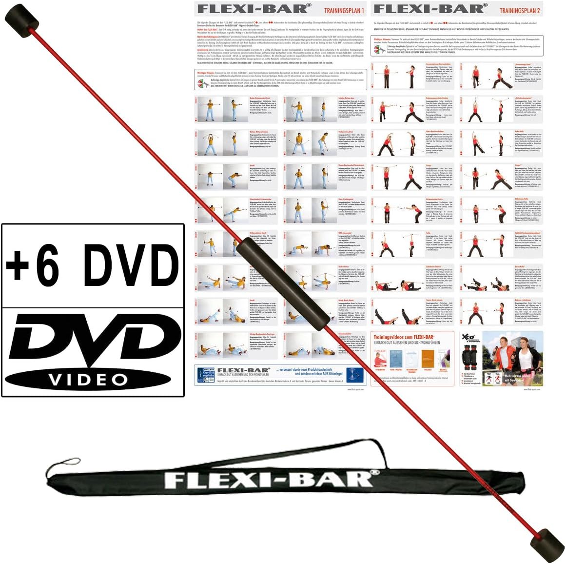 Original Ergo Base 2016 Flexi Bar Set with 6 Uebungs DVD & Bag Black and Training Plan