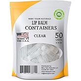 50 Clear Lip Balm Containers Round Tubes, BPA Free, Made in USA, 100% BPA Free, with Clear Caps For DIY Lipstick, homemade Li