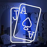 Gamerneon Playing Cards Neon Signs for Wall Decor Poker Teens Led Neon Light Blue White Usb Light Sign for Bedroom Casino Bar Hotel Play Room Birthday Party Decor