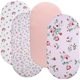 Bassinet Sheets 4 Pack Compatible with Arm's Reach Co-Sleeper Bassinet | Stretchy Ultra Soft Floral/Pink
