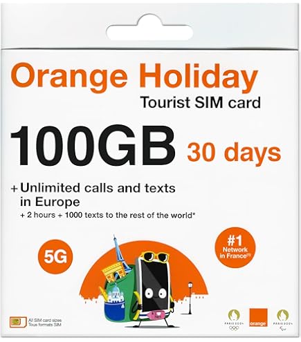 Orange Europe Tarjeta SIM prepagada - 16 GB de datos de Internet en 4G Orange Europe Tarjeta SIM prepagada - 16 GB de datos de Internet en 4G