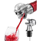 Skull Wine Pourer Spout for Bottles, Skeleton Head Liquor Pourer Stopper for Halloween Party, Gothic Bar Accessories for Wine Whiskey Spirits, No Drip Wine Dispenser Fits Most Standard Bottle Necks