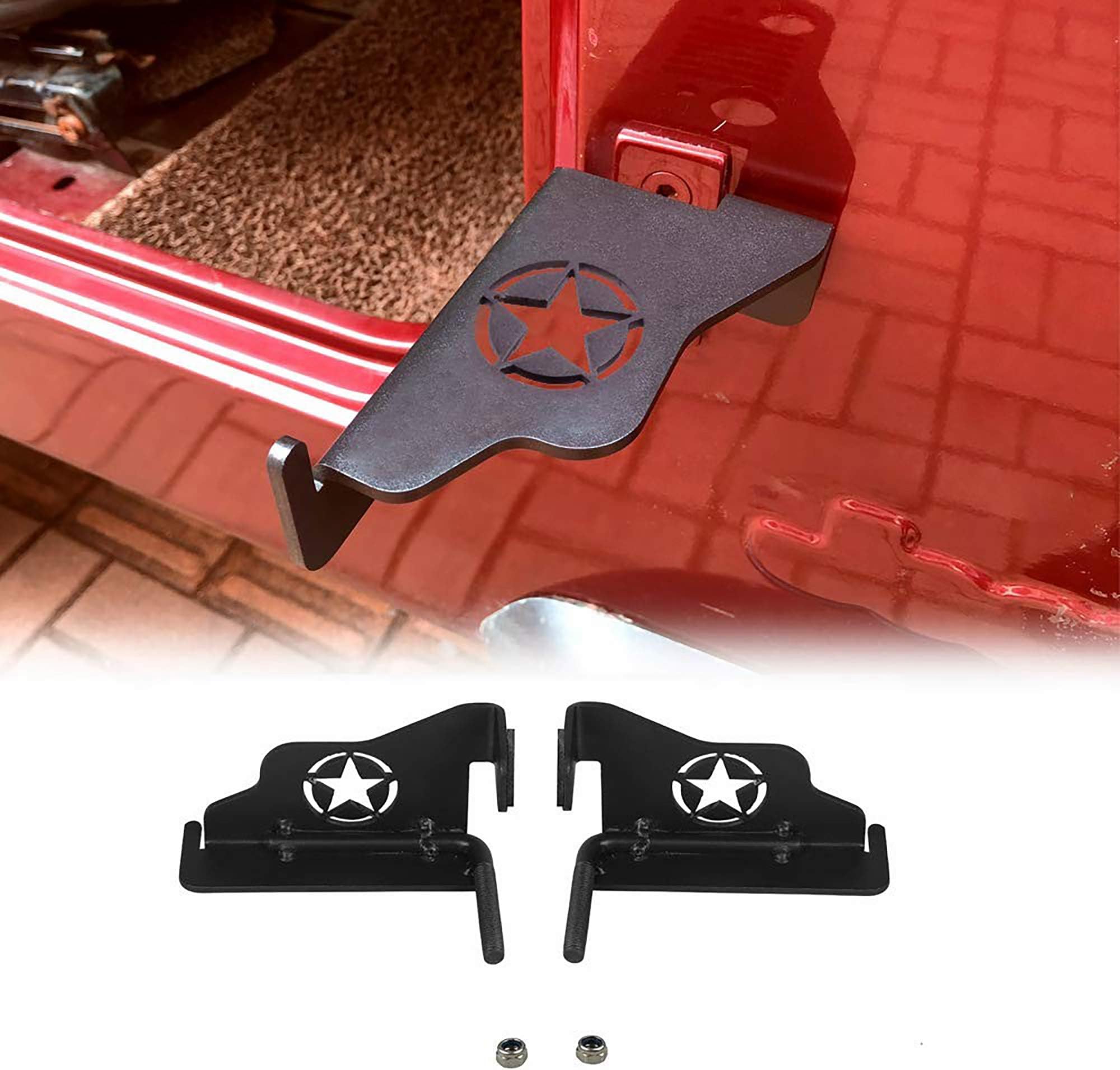 cartaoo Foot Pegs Solid Steel Exterior Door Hinge Foot Rest Kick Panel for 1996-2006 Jeep Wrangler TJ Accessories 1 Pair
