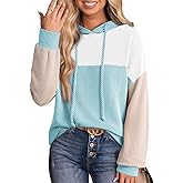 Half Hidden Women Color Block Oversized Hoodies Sweatshirt Casual Long Sleeve Hoodies Drawstring Sweatshirt Pullover