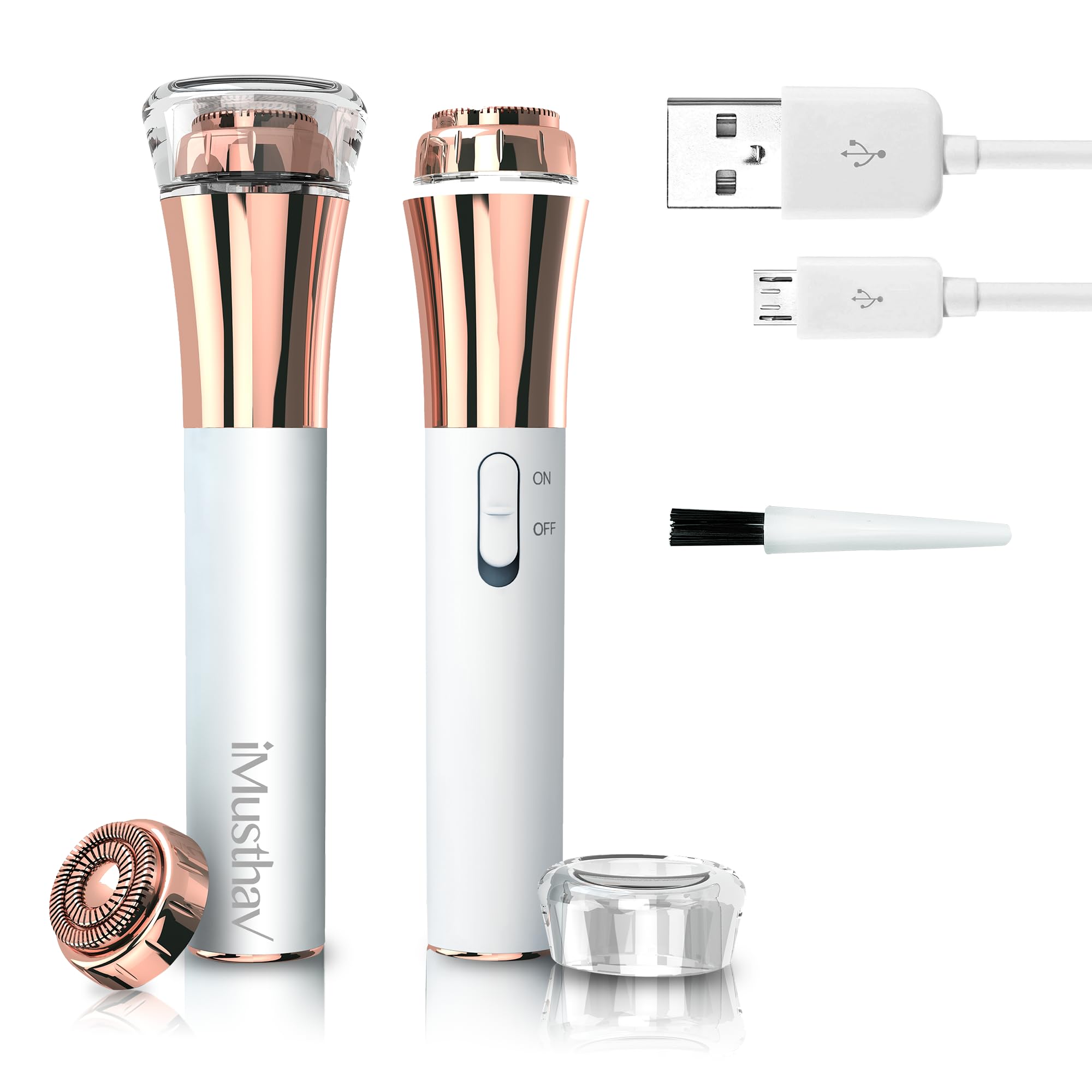 Professional Fast, Precise, Painless Facial Hair, Lips and Chin Remover for Women, USB Rechargeable Facial Epilator, 18K Gold-Plated Hypoallergenic 13mm Dual Ring Floating Head, 360° LED Light