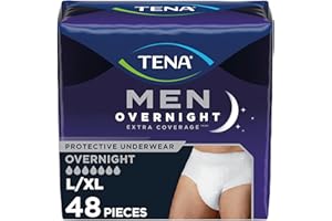 TENA Men Overnight Extra Coverage Underwear L/XL 48 ct