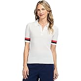 Izod Womens Short Sleeve Sweater Performance Stretch Golf Collared Polo