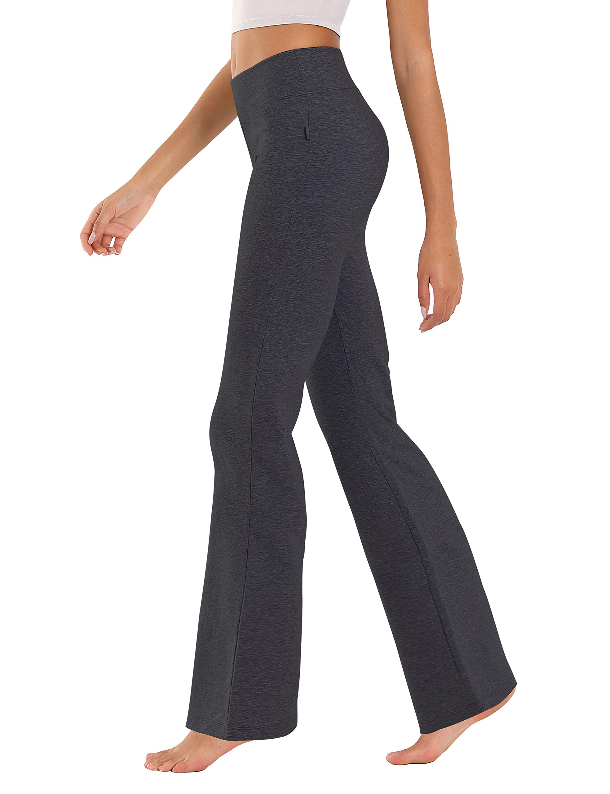 Photo 1 of BUBBLELIME 29"/31"/33"/35" 4 Styles Women's Inner Pocket Bootcut Yoga Pants - Basic Cotton_HEATHERCHARCOAL M-37 Inseam