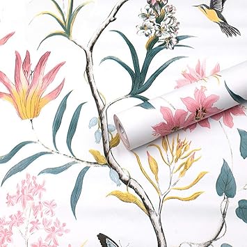 Amazon Com Upgraded Version American Country Rustic Peel And Stick Wallpaper Roll Vintage Floral Vinyl Self Ahesive Butterfly Birds Contact Paper Wall Paper For Bedroom Living Room Wall Art Decor 17 7 X