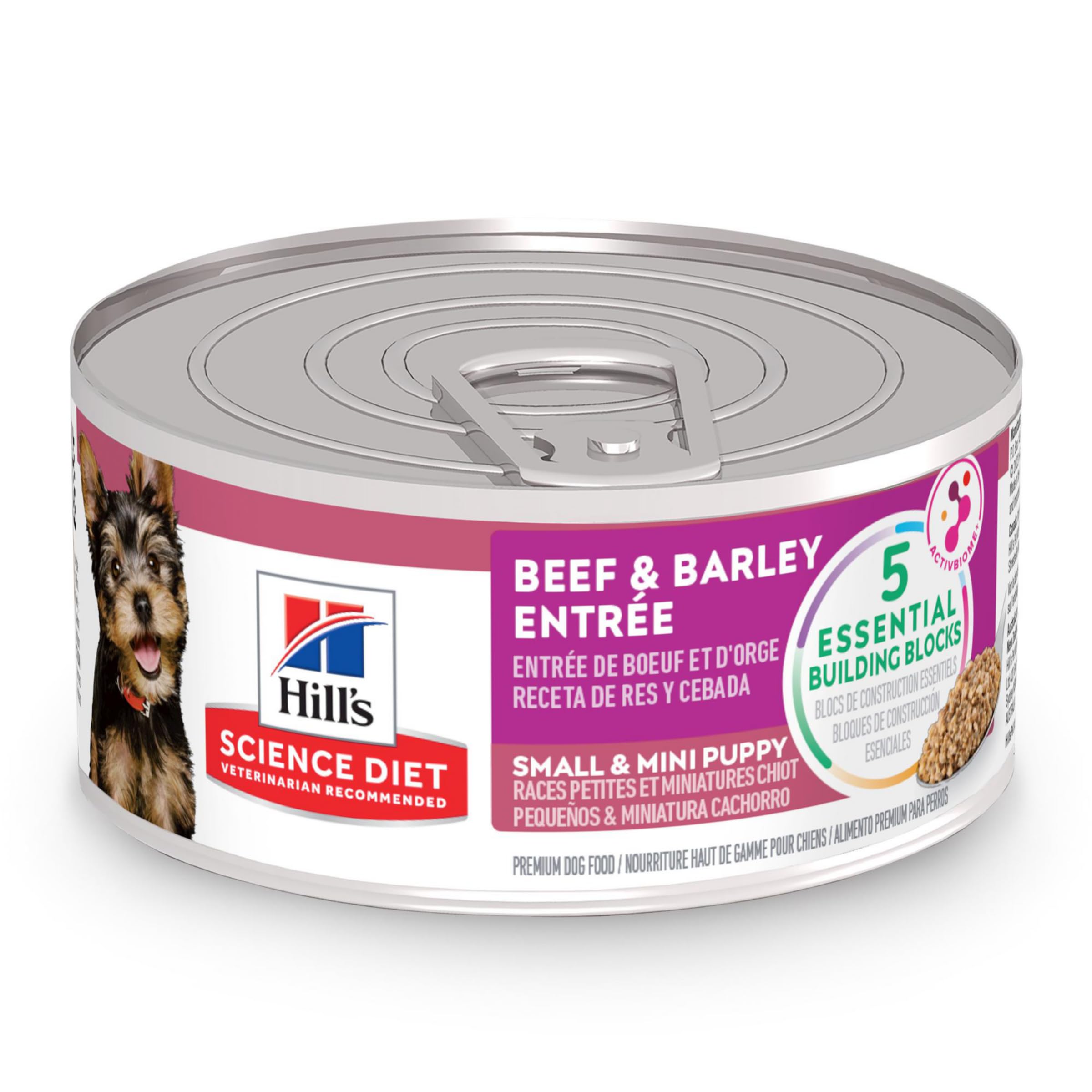 Photo 1 of Hill's Science Diet Puppy, Puppy, Small & Mini Breeds Puppy Premium Nutrition, Wet Dog Food, Beef & Barley Loaf, 5.8 oz Can, Case of 24