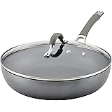 Circulon Elementum Hard Anodized Nonstick Deep Frying Pan/Skillet with Lid, 12 Inch, Oyster Gray