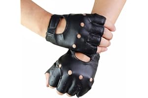 Half Finger Steampunk Gothic Gloves, Women Men Fashion haulage motor Gloves, PU Leather Gothic Gloves Fingerless Driving Glov