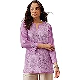Ada Indian Hand Embroidered Traditional Chikankari Georgette Top Tunic Shirt Kurti for Women A911230