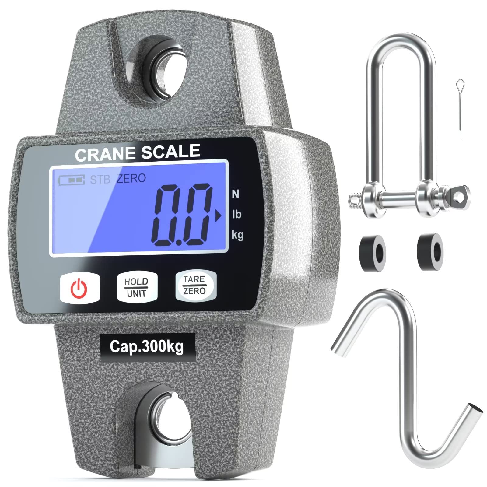 Photo 1 of 300kg / 660lb Portable Digital Crane Scale with Hooks, High Accuracy Game Scale, Heavy Duty Electronic Hanging Scale for Farm Hunting Fishing and Weighing Lugggage (Black)